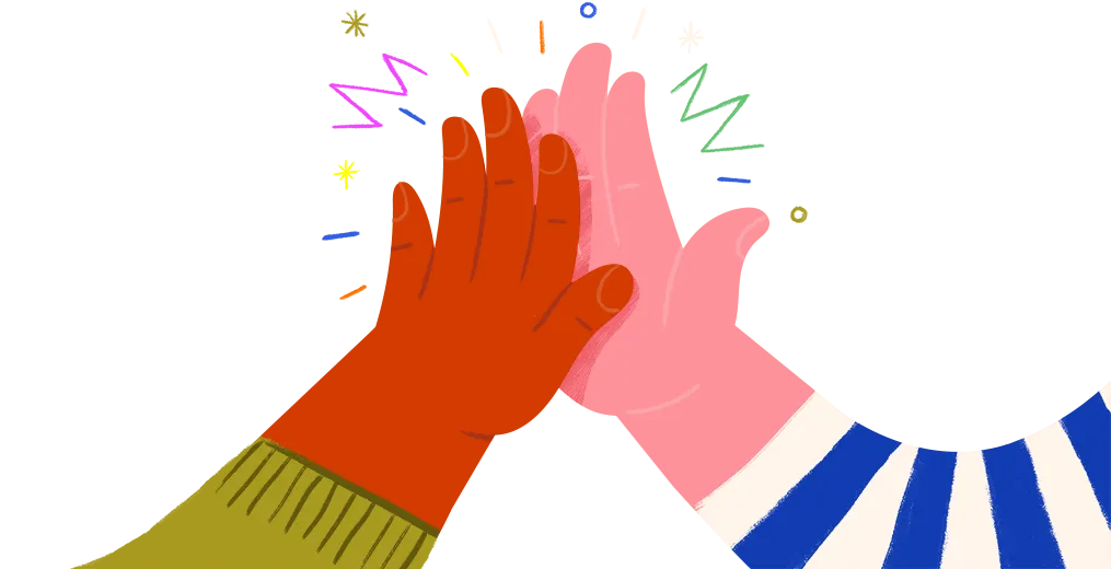 Farrows | Brand Partner agency | Illustration of hands doing a high five.
