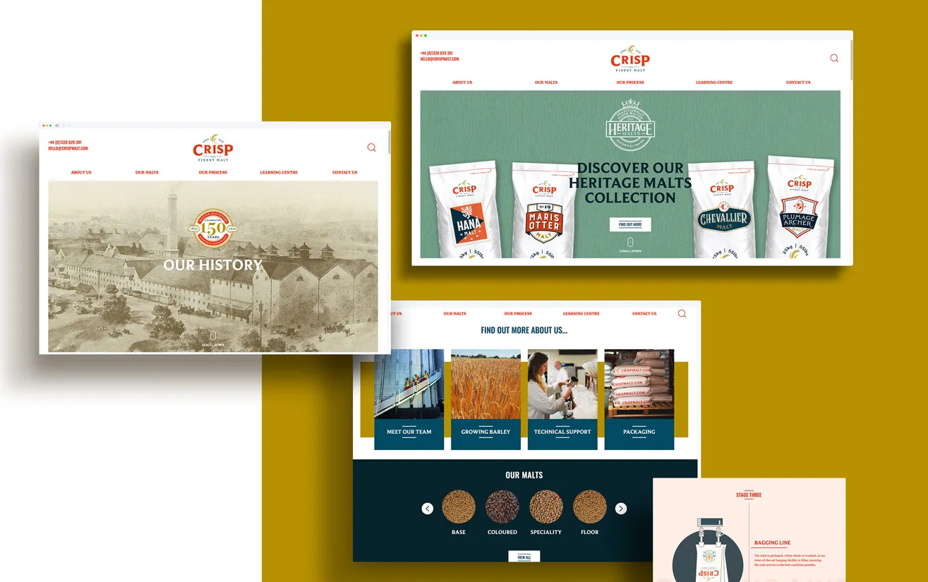 Crisp Maltings Brand Website by Farrows