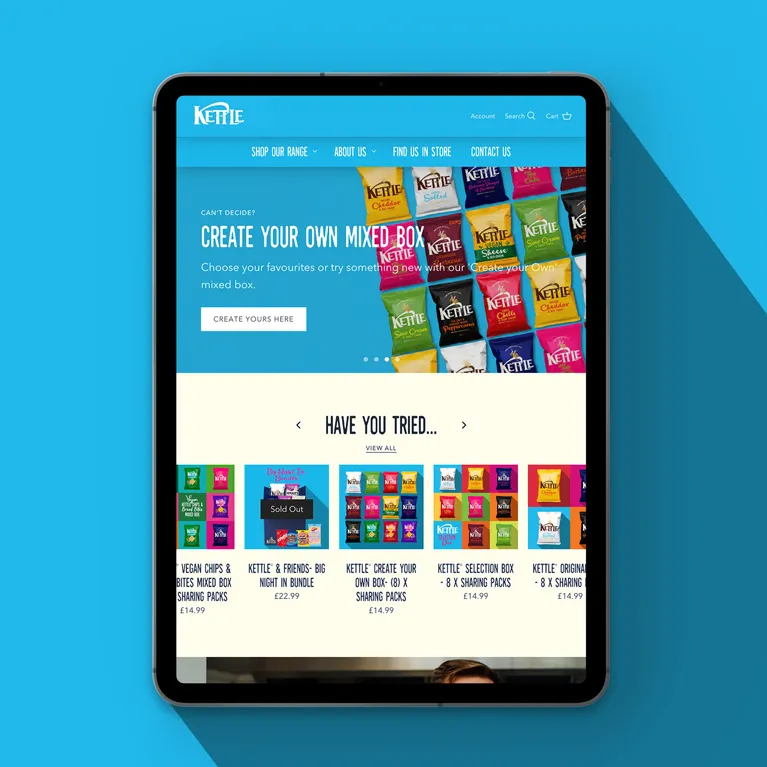 Kettle Homepage on an Ipad