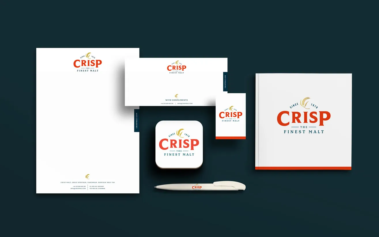 Crisp Maltings Brand Stationary by Farrows